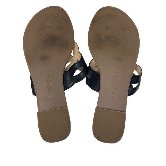 Talbots Women's Sandals 7.5M Genuine Leather Upper Black Cutout Design - Picture 2 of 10